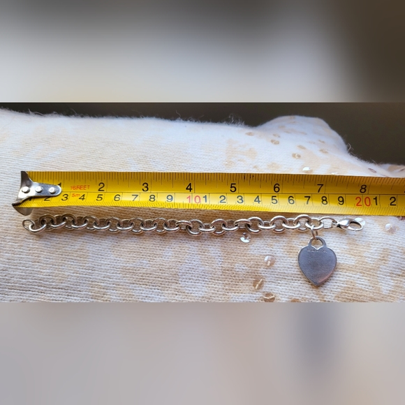*SALE* Vintage Tiffany & Co Sterling Silver Engravable Heart Tag Bracelet L/7.5" - Picture 10 of 10